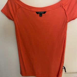 Salmon colored Ralph Lauren cap sleeve T